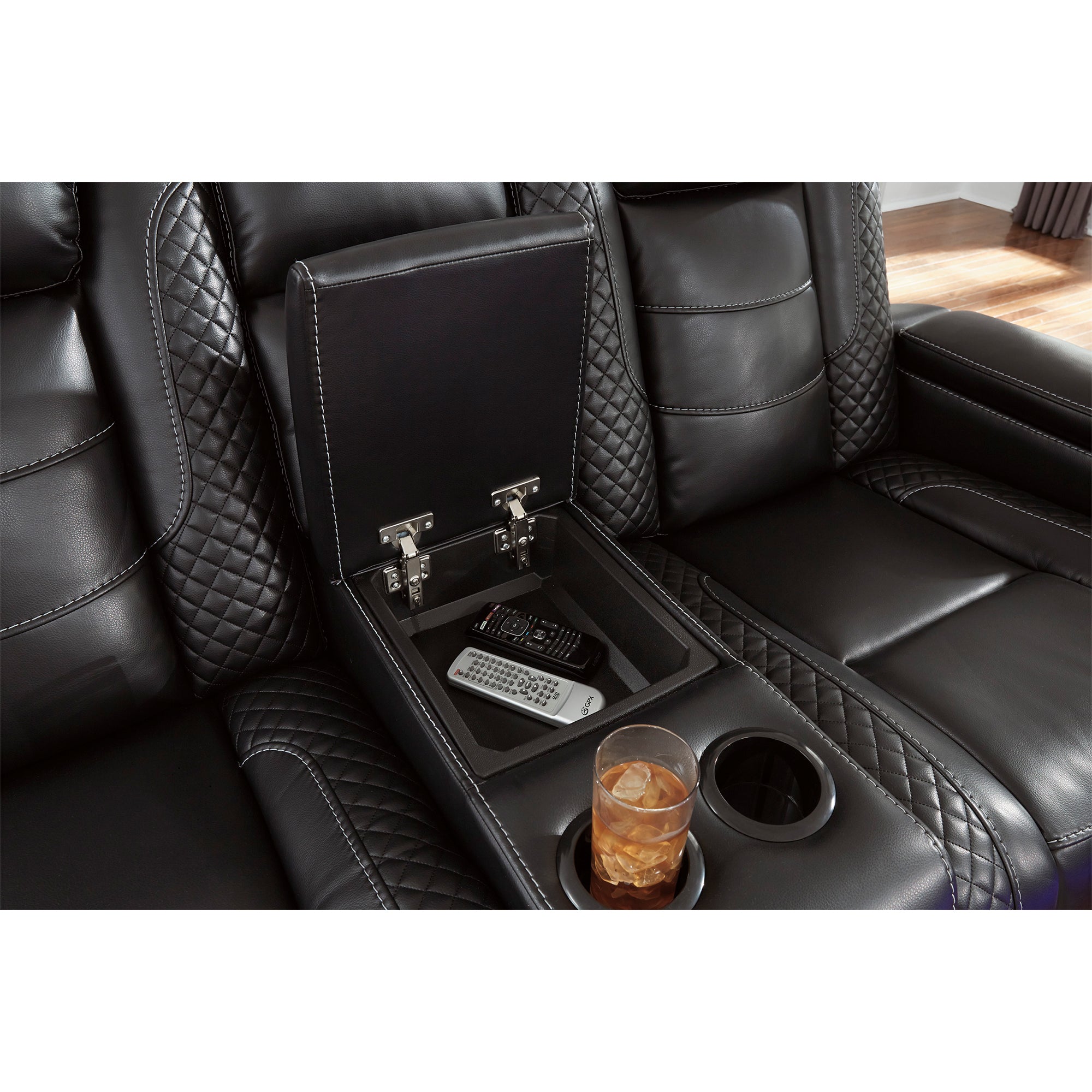 Party Time Dual Power Reclining Loveseat with Console