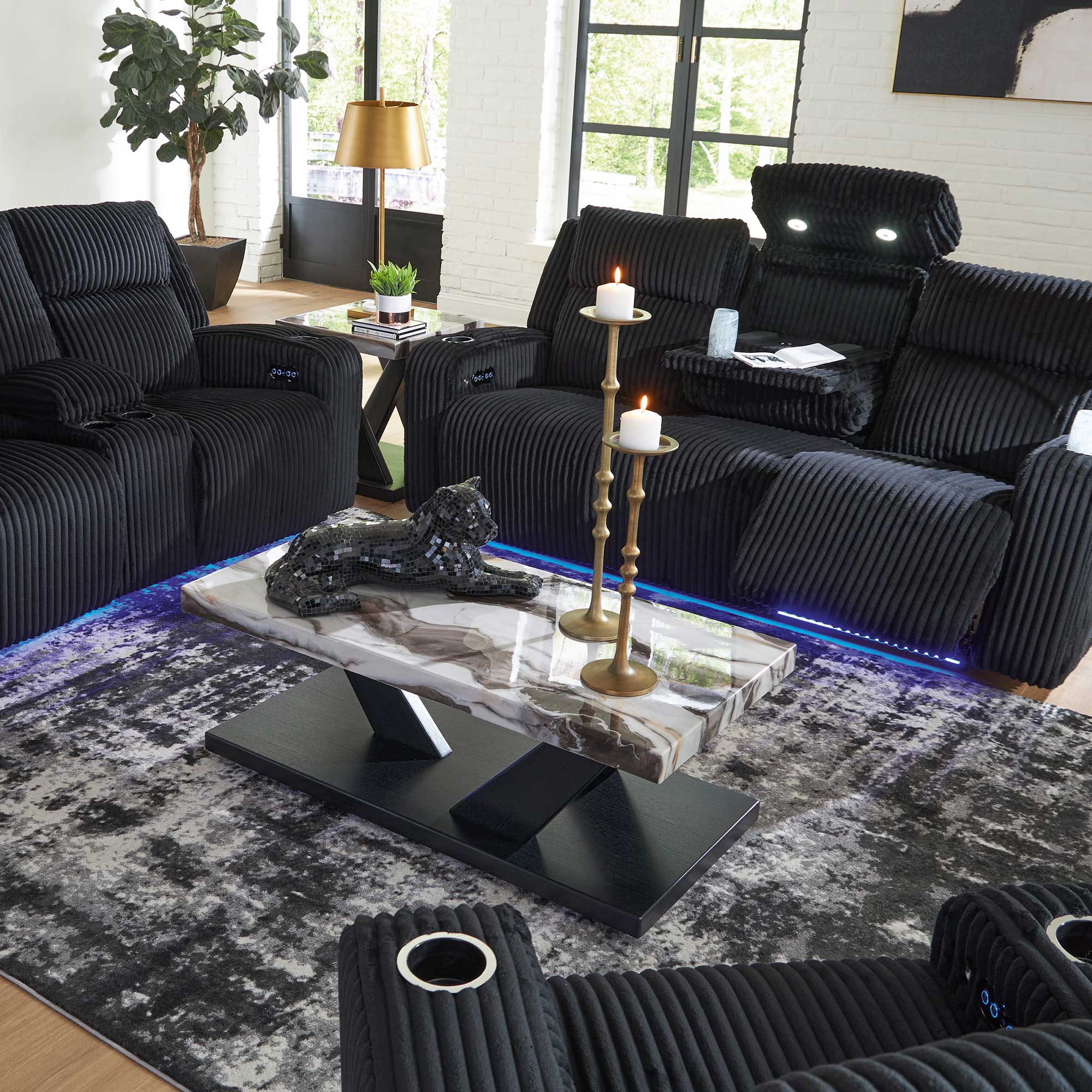Forest Lake Dual Power Reclining Loveseat with Console