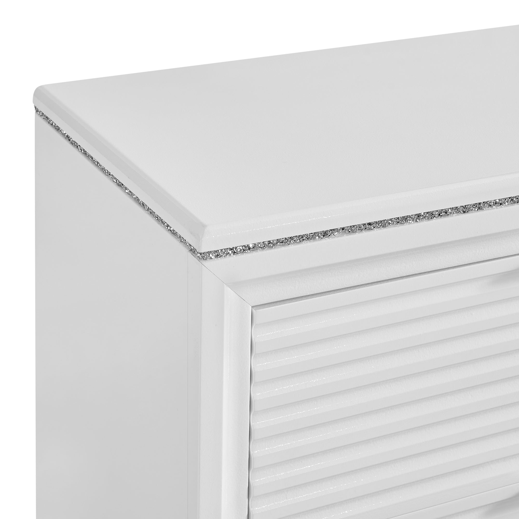 Denmark King Upholstered Bed with Mirrored Dresser