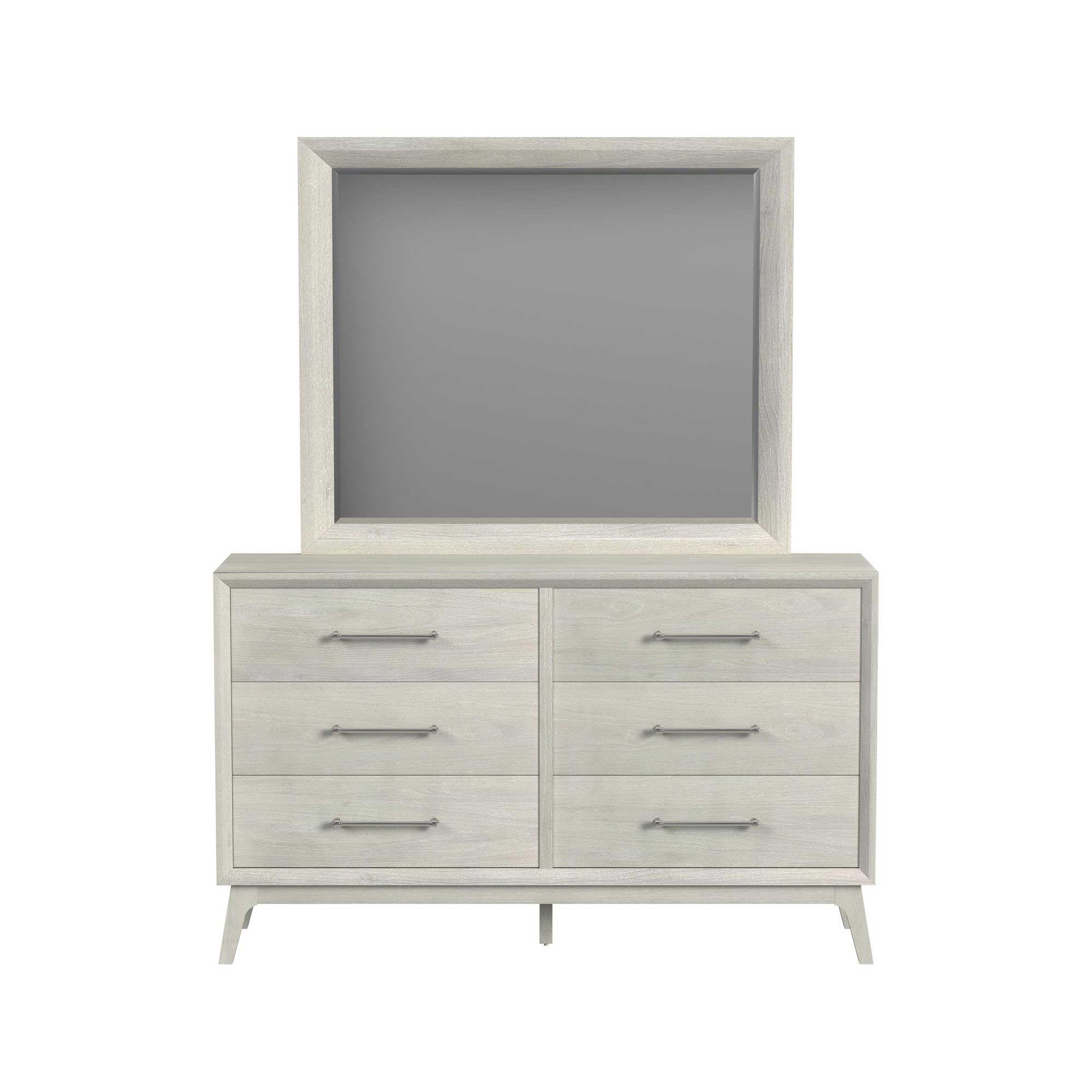 Westland King Upholstered Bed with Mirrored Dresser