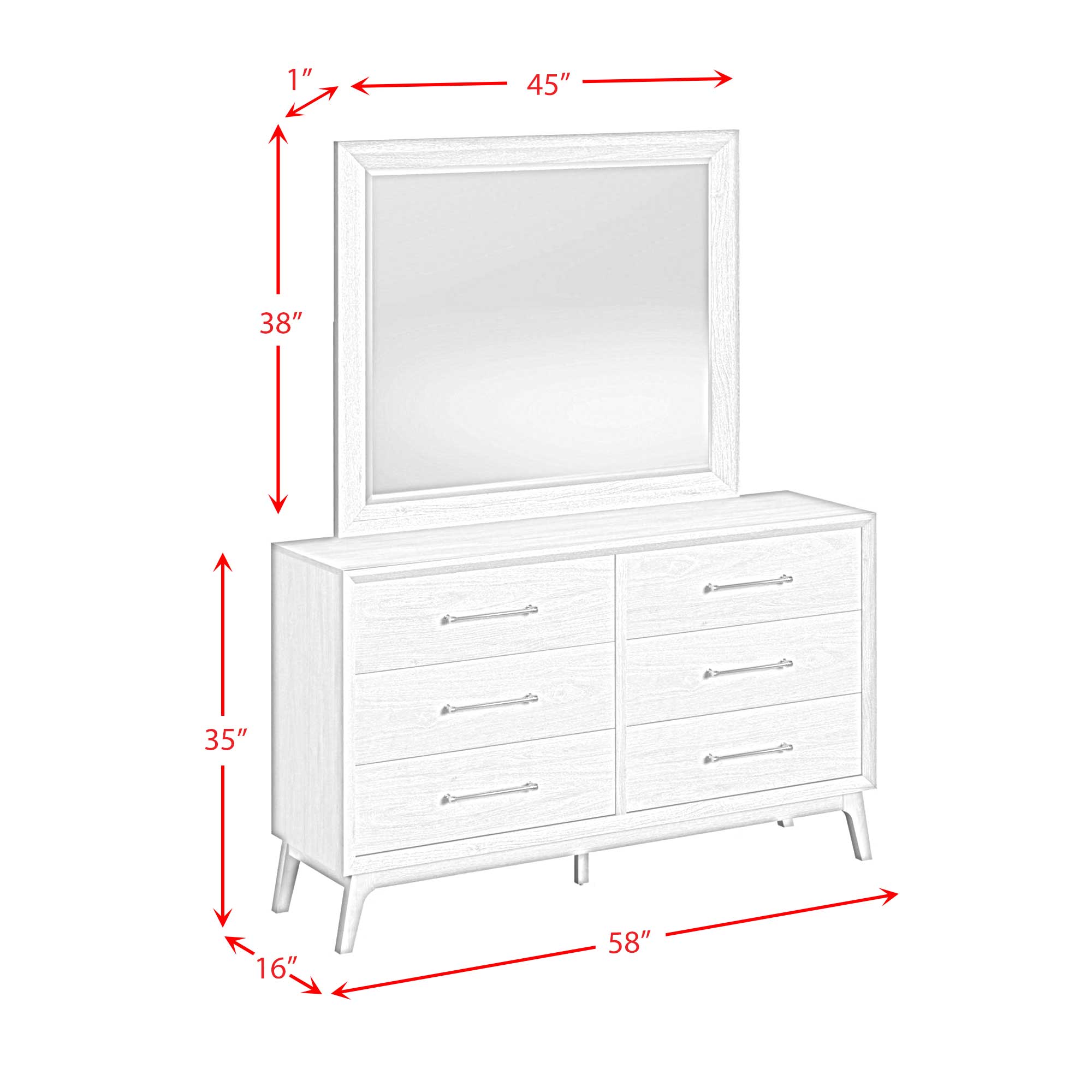 Westland King Upholstered Bed with Mirrored Dresser