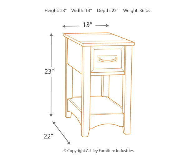 Breegin Chairside End Table - Brown