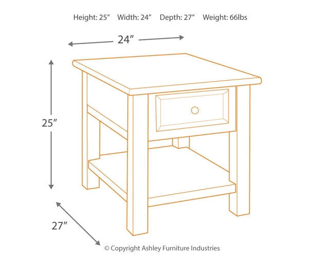Tyler Creek End Table - Grayish Brown/Black