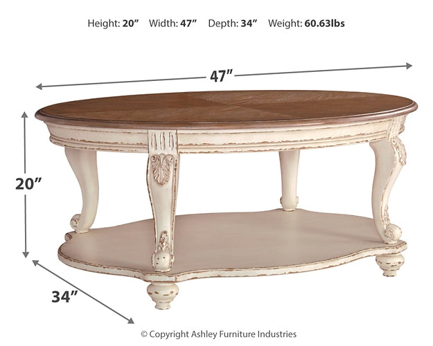 Realyn Coffee Table - White/Brown
