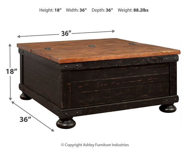 Valebeck Lift Top Coffee Table - Black/Brown