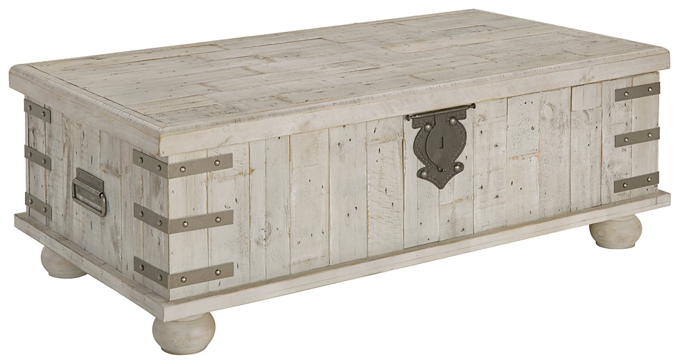 Carynhurst Lift Top Coffee Table - White Wash Gray