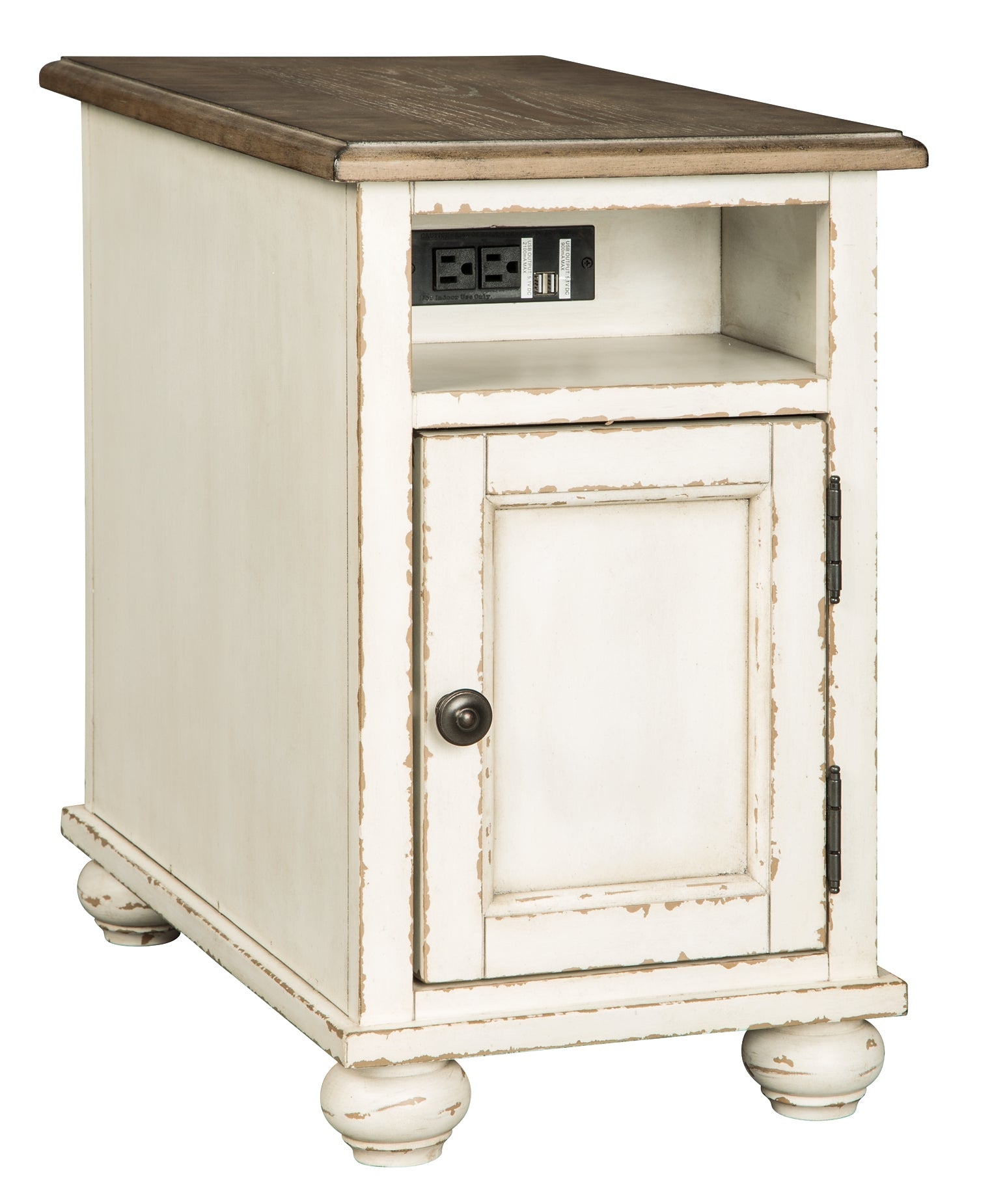 Realyn Chairside End Table - White/Brown