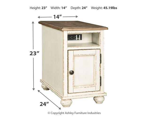 Realyn Chairside End Table - White/Brown