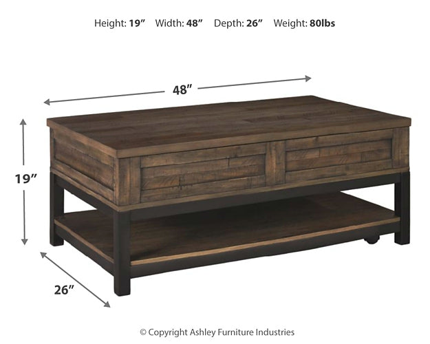 Johurst Lift Top Coffee Table - Grayish Brown