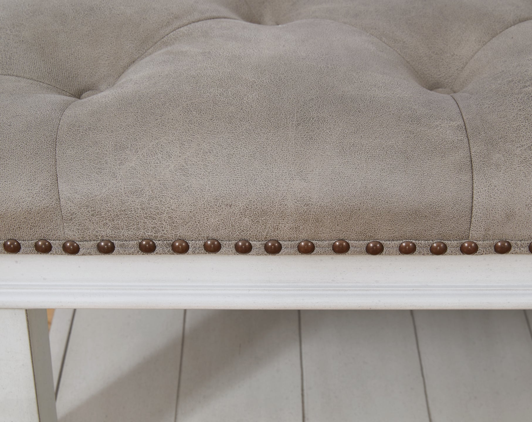 Kanwyn Upholstered Ottoman Coffee Table - Grayish Brown/White