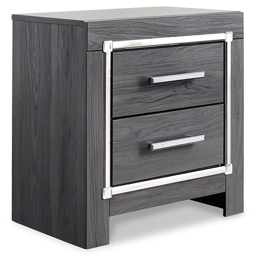 Lodanna Full Upholstered Panel Headboard Bed with Mirrored Dresser, Chest and Nightstand