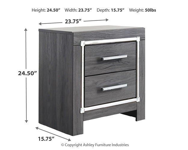 Lodanna Full Upholstered Panel Headboard Bed with Mirrored Dresser, Chest and Nightstand