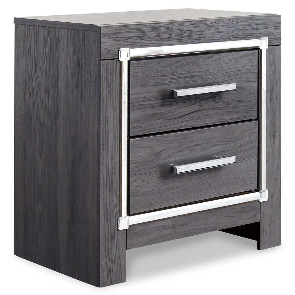 Lodanna Queen/Full Upholstered Panel Headboard Bed with Mirrored Dresser, Chest and Nightstand