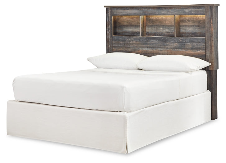 Drystan Full Bookcase Headboard Bed with Mirrored Dresser, Chest and Nightstand