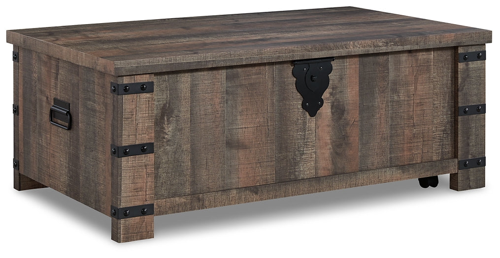 Hollum Lift Top Coffee Table - Rustic Brown