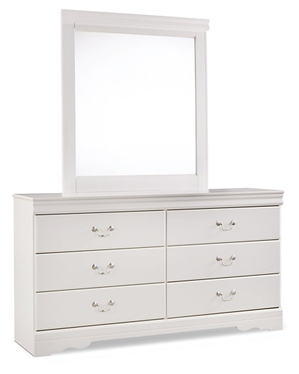 Anarasia Full Sleigh Headboard Bed with Mirrored Dresser