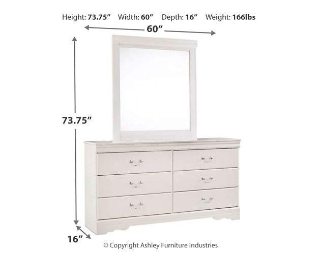 Anarasia Full Sleigh Headboard Bed with Mirrored Dresser