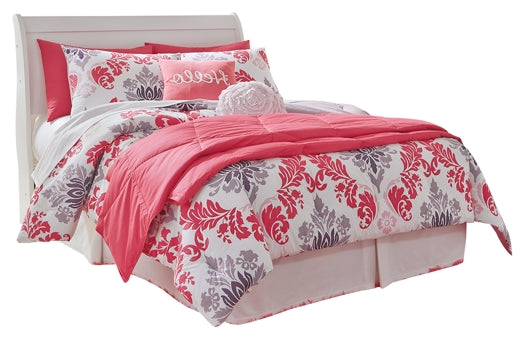 Anarasia Full Sleigh Headboard Bed with Mirrored Dresser and Chest