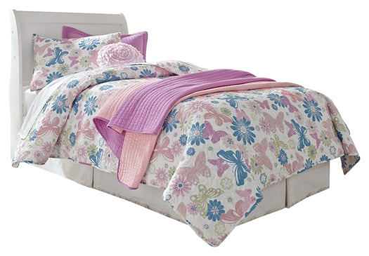 Anarasia Twin Sleigh Headboard Bed with Mirrored Dresser, Chest and Nightstand