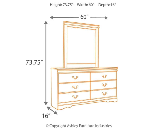 Huey Vineyard Queen Sleigh Headboard Bed with Mirrored Dresser and Chest