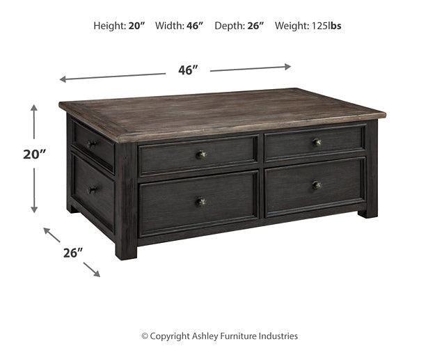 Tyler Creek Lift Top Coffee Table - Grayish Brown/Black