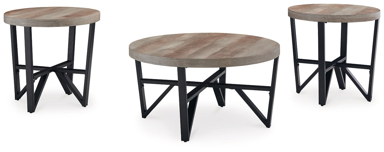 Deanlee 3-Piece Table Set - Grayish Brown/Black