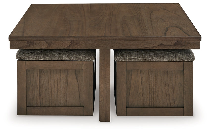 Boardernest Coffee Table with 4 Stools (5-Piece) - Brown