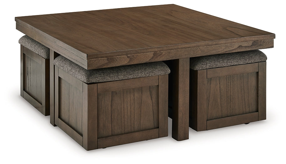Boardernest Coffee Table with 4 Stools (5-Piece) - Brown