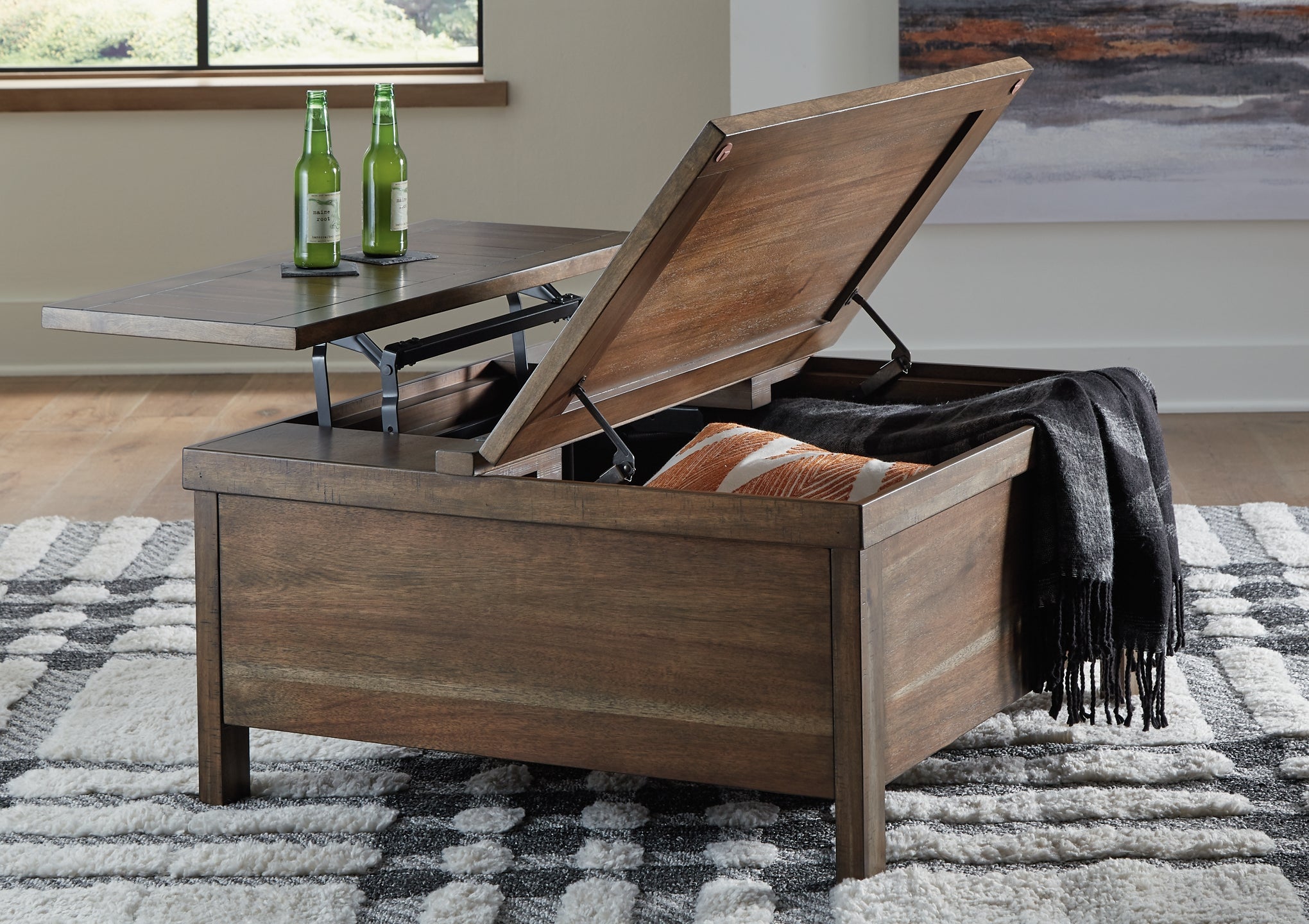 Moriville Lift Top Coffee Table - Grayish Brown