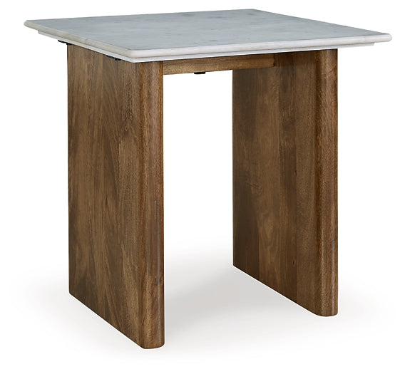 Isanti End Table - Light Brown/White