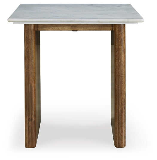 Isanti End Table - Light Brown/White