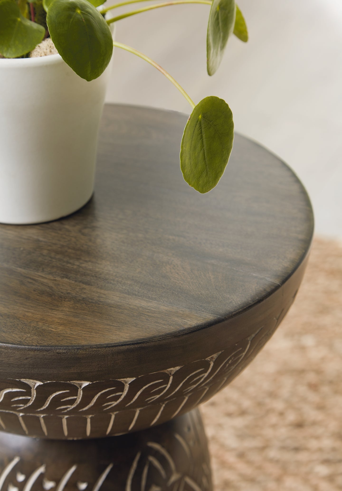 Hadcher Accent Table - Cream/Brown