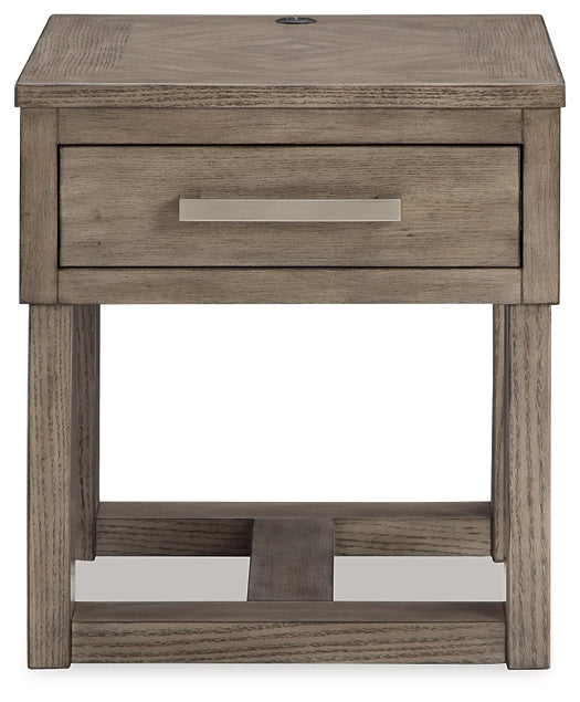 Loyaska End Table - Grayish Brown/White