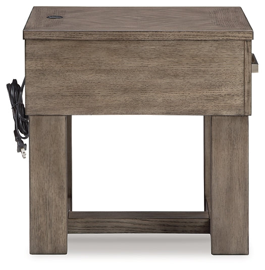 Loyaska End Table - Grayish Brown/White