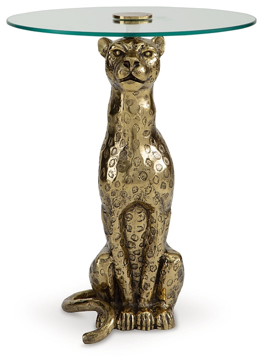 Vallain Accent Table - Antique Gold Finish