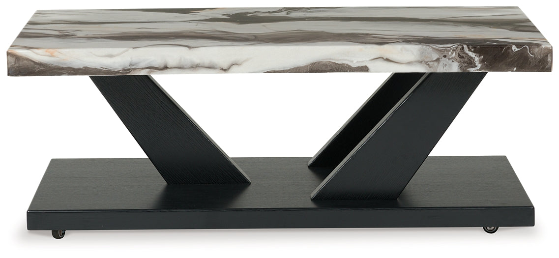 Cendill 3-Piece Table Set - Dark Brown/White/Black