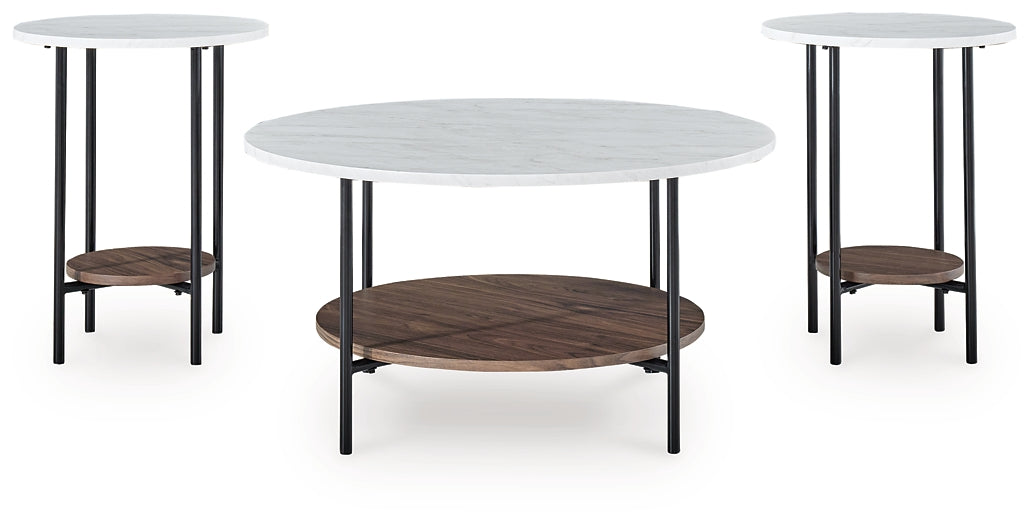 Wrenwich 3-Piece Table Set - Brown/Black/White