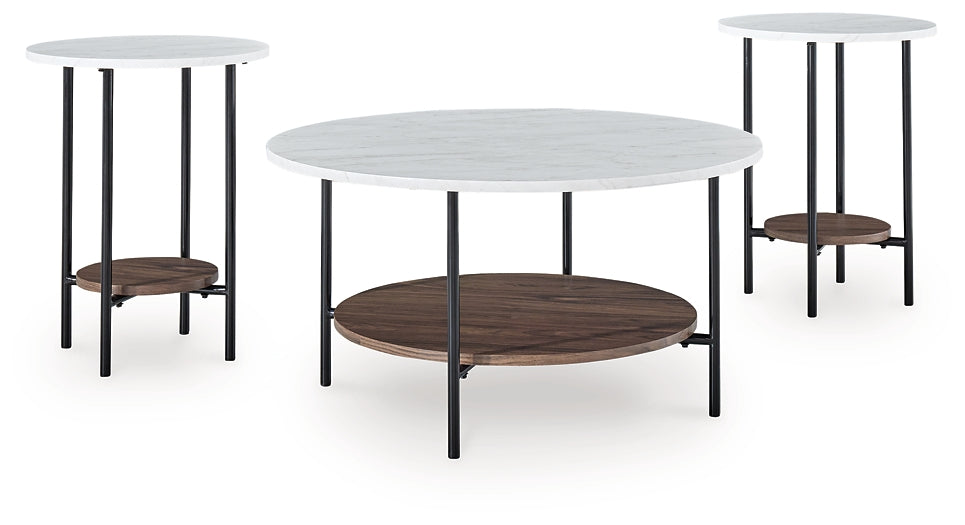 Wrenwich 3-Piece Table Set - Brown/Black/White