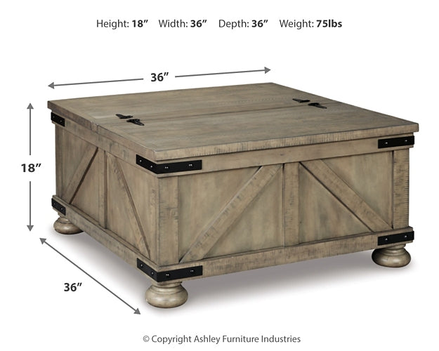 Aldwin Coffee Table with Storage - Gray