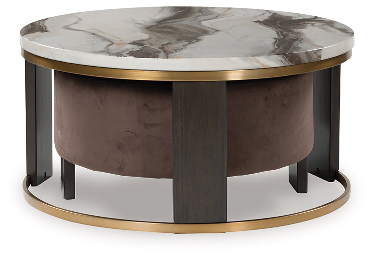 Jazmore Nesting Coffee Tables (2-Piece) - Brown/Brass Finish
