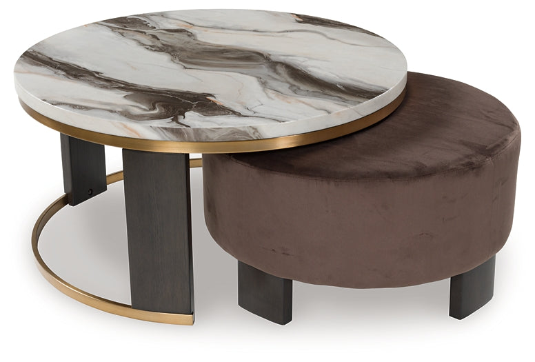 Jazmore Nesting Coffee Tables (2-Piece) - Brown/Brass Finish