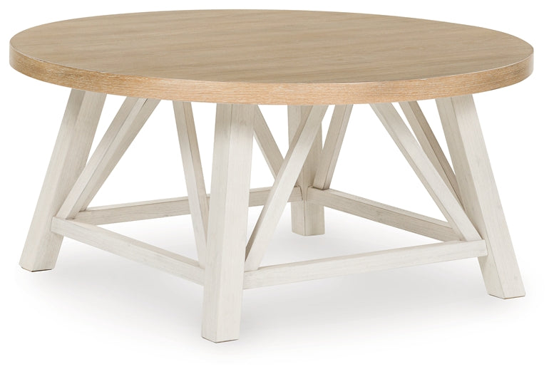 Fawndell 3-Piece Table Set - Antique White/Brown