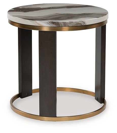 Jazmore End Table - Brown/Brass Finish