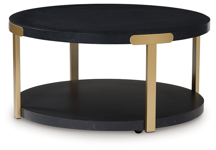 Shylore 3-Piece Table Set - Black/Brass Finish
