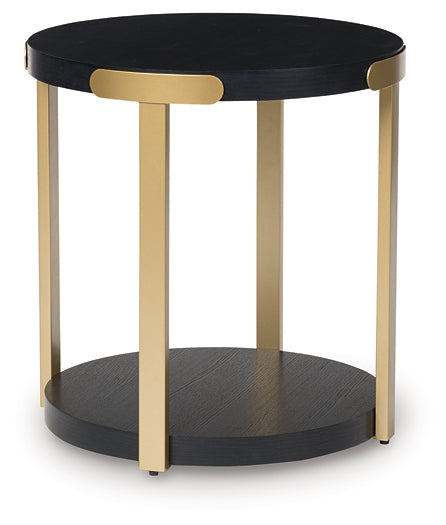 Shylore 3-Piece Table Set - Black/Brass Finish
