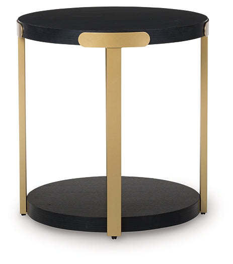 Shylore 3-Piece Table Set - Black/Brass Finish