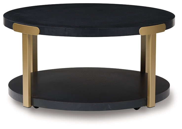 Shylore 3-Piece Table Set - Black/Brass Finish