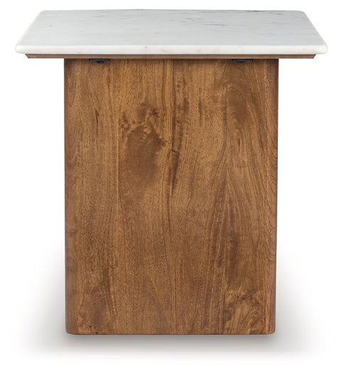 Isanti End Table - Light Brown/White