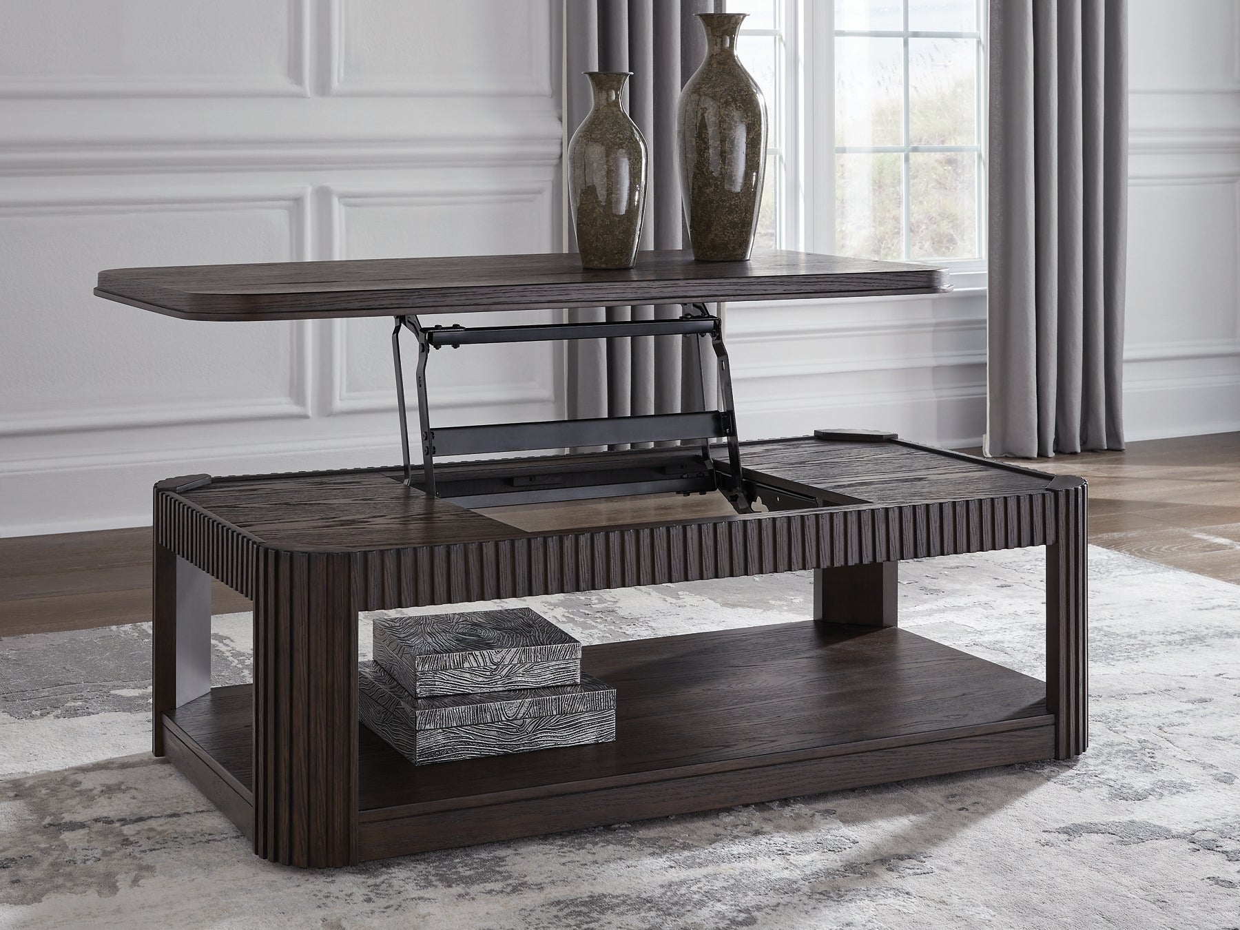 Carlibrie Lift Top Coffee Table - Warm Brown
