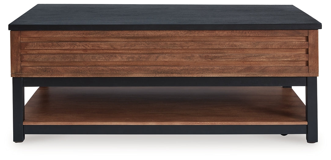Kallari Lift Top Coffee Table - Warm Brown/Black